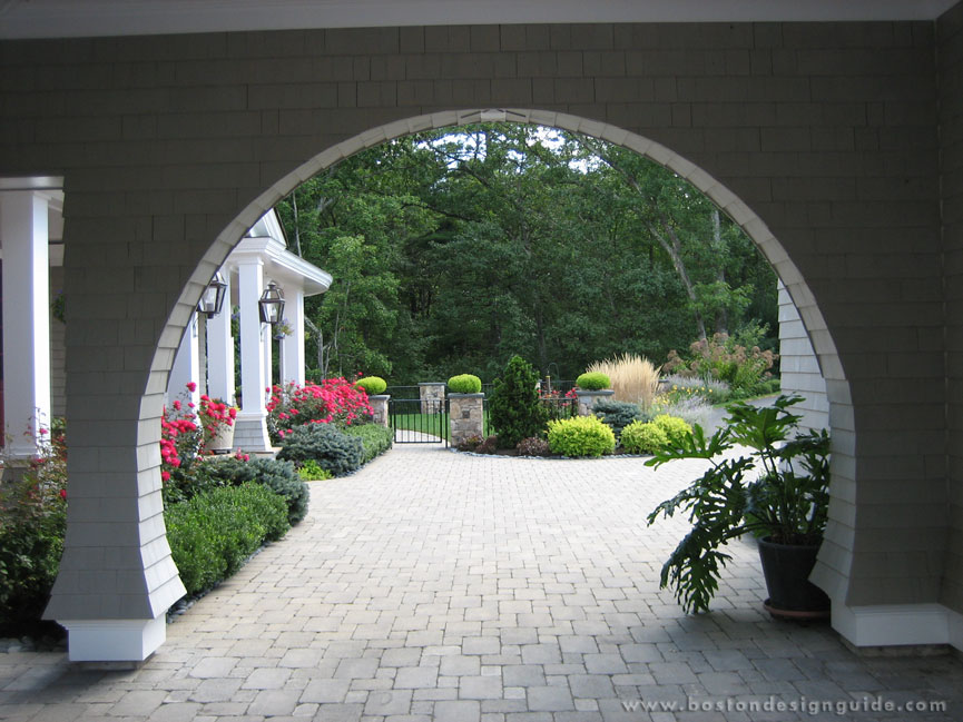 Hardscape of decorative concrete pavers; Dana Schock and Associates