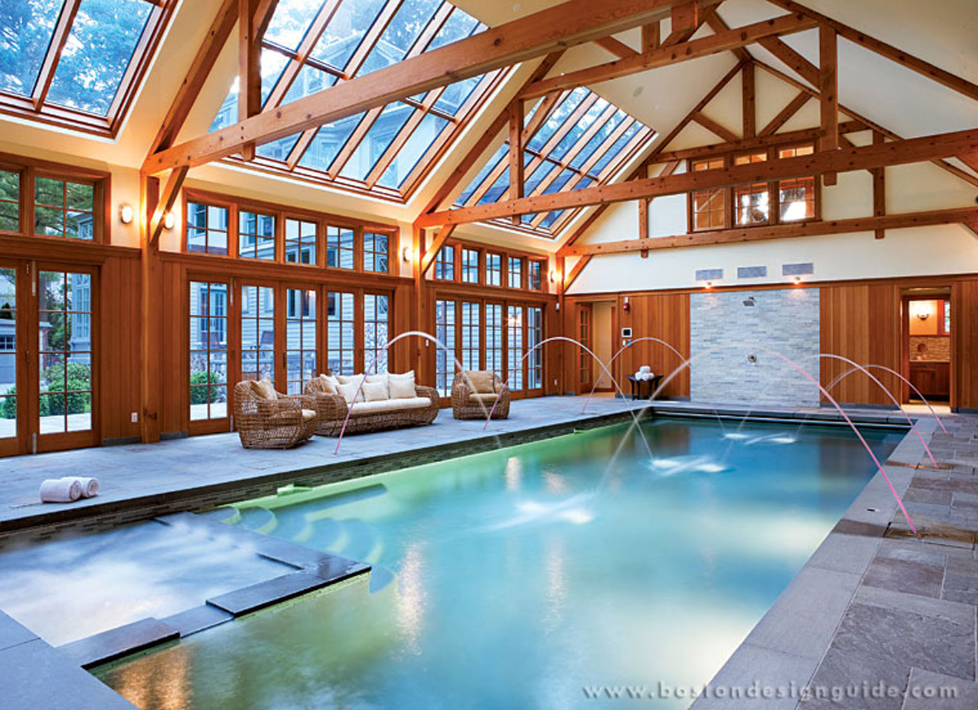 mansion with indoor pool waterslide