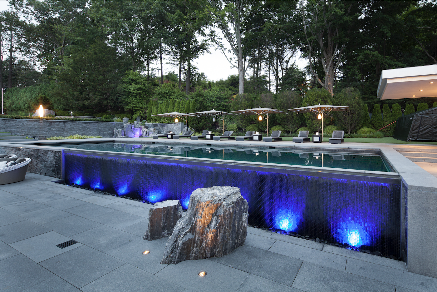 pool design, mood lighting, zen associates